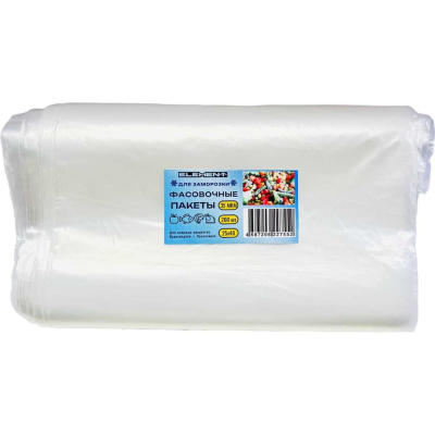 Пакеты фасовочные ELEMENT для заморозки 25x40, 200 шт, ПВД, 35 мкм, 1/30