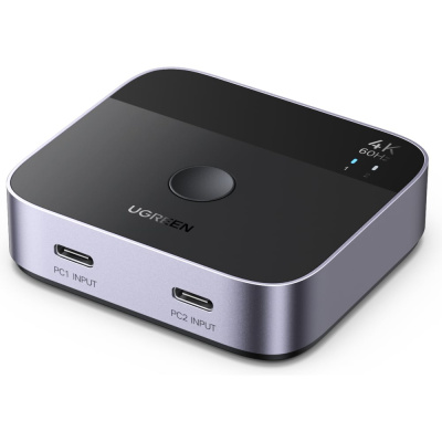 Переключатель UGREEN AW502 55451 USB-C Switch 2 In 1 Out 4K60Hz, черный