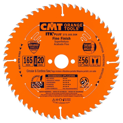 Диск пильный универсальный CMT 165x20(+15.88)x1.6/1.0 ATB+S Z=56