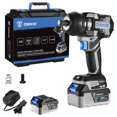 Гайковерт аккумуляторный бесщеточныйDEKOZKIS20 PRO MAX 2*5.0Ah BMC