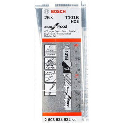 Пилки для лобзика по дереву Bosch T101B