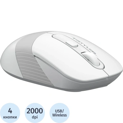 Мышь компьютерная A4Tech Fstyler(FG10S WHITE)бел/сер/2000dpi/беспроводн/4кн