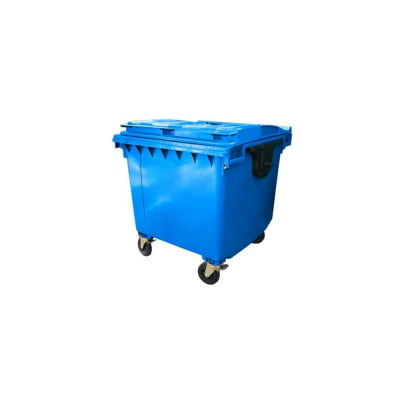 Контейнер Razak plast пластик, синий, R, 1100 л., без логотипа, крышка плоская, синяя, на колёсах