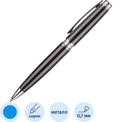 Ручка шариковая Attache SelectionDesire,черн.корп.,пов.мех.,синий,футляр