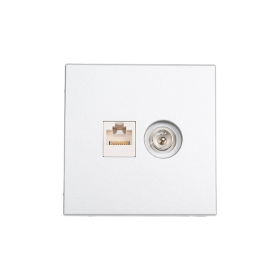 Розетка двойная ТВ + компьютерная Systeme Electric ArtGallery Алюминий RJ45, кат. 5Е