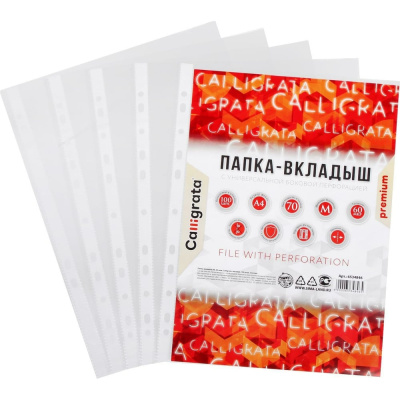 Файл-вкладыш Calligrata А4, 60 мкм, глянцевый, матовый, плотный, 100 шт
