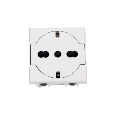 Розетка Legrand Axolute 2К+З 16А 250В, немецкого/итальянского стандартов,с плоской лицевой панелью Цвет Белый