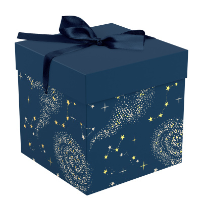 Коробка складная подарочная MESHU "Магия", (15*15*15см), с лентой, отд фольгой