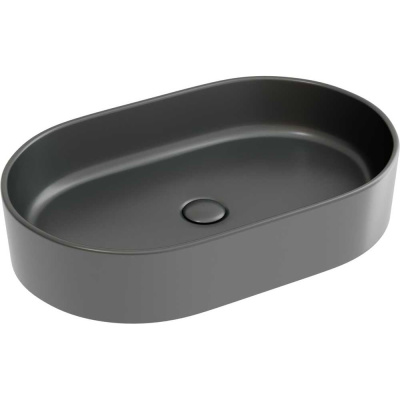 Умывальник-чаша накладная Ceramicanova Element овальная, цвет темный антрацит матовый, 608х385х122 мм