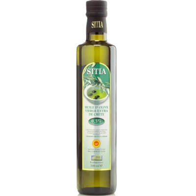 Масло Sitia Extra virgin olive oil оливковое нераф в/к 0,3% ст/б, 0,5л