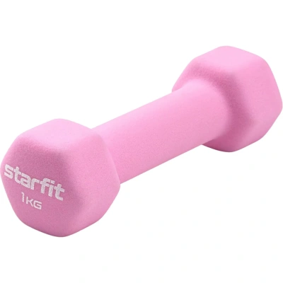 Гантель неопреновая STARFIT DB-201 1 кг, розовый пастель., ЦБ-00001426
