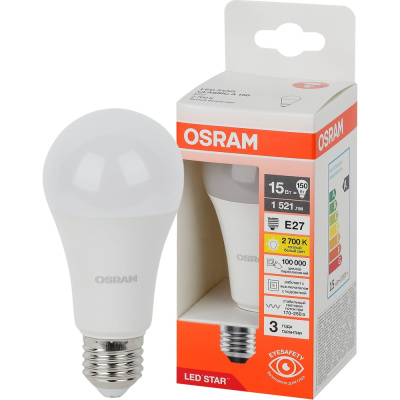 Светодиодная лампа Osram LSCLA150 15W/827 230VFR E27 10x1