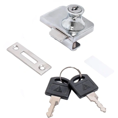 Замок мебельный_УЗК StahlBuro 805 сталь хром(отв.пл.кр/на2стекл/2кл)(16897)