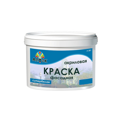 Акриловая фасадная краска Латек супербелая 14 кг Л301
