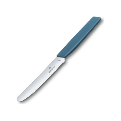 Столовый нож Victorinox Swiss Modern волнистое лезвие, 11 см, с закруглённым кончиком, синий