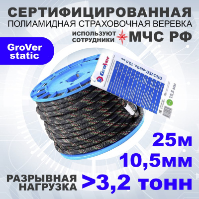 Высокопрочная статическая страховочная веревка АзотХимФортис