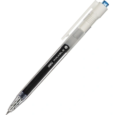 Ручка гелевая автомат. Deli INKABLE EG05S-BL,гибр.нак0,5,син быстросх,прозр