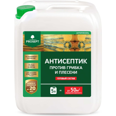 Универсальный антисептик против грибка и плесени PROSEPT АНТИПЛЕСЕНЬ 5 л 025-5 для внутренних и наружных работ