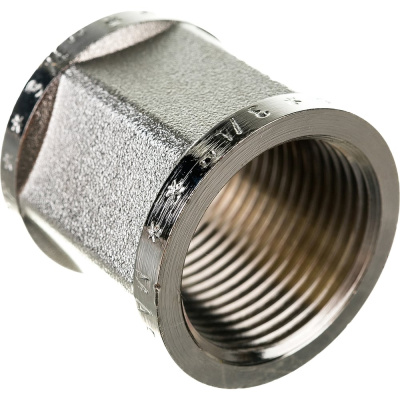 Муфта латунная никелированная шестигранная 3/4" MPF