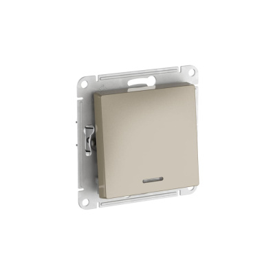 1-клавишный переключатель с подсветкой Systeme Electric ATLASDESIGN, сх.6а, 10АХ, мех., быстрозажимные клеммы, шампань