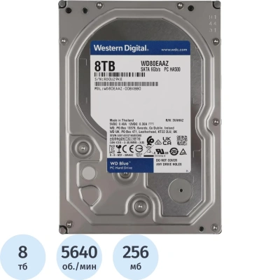 Жесткий диск WD Blue 3.5 8TB SATA, 5640 rpm(WD80EAAZ)