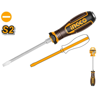 Отвертка ударная плоская INGCO SL6.5x150 (12/144) INDUSTRIAL