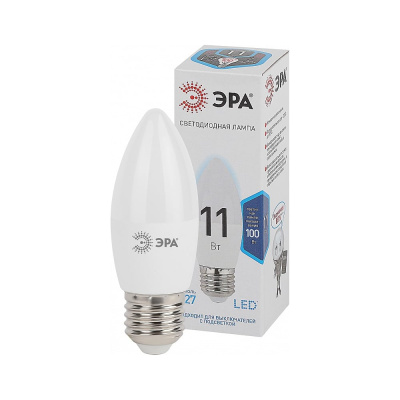 Лампы ЭРА STD LED B35-11W-840-E27 светодиодные (EC) E27 11Вт свеча нейтральный белый свeт