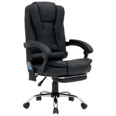 Кресло офисное Lounge MS-007, подножка, 6 массажных модулей, кожзам, черное, Cromex