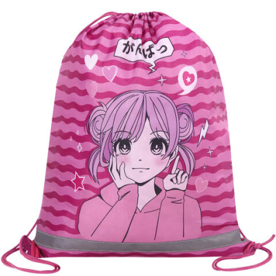 Мешок для обуви BRAUBERG KIDS, светоотражающая полоса, 46х36 см, "Девочка-аниме", 272391