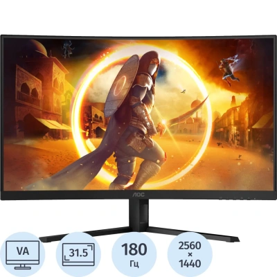 Монитор AOC (CQ32G4VE)32/WQHD/VA/180Hz/300cd/0.5ms/HDMI/DP
