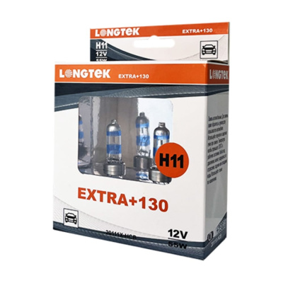 Автолампа галогенная H11 12V 55W PGJ19-2 Extra+130, комплект 2 шт LONGTEK