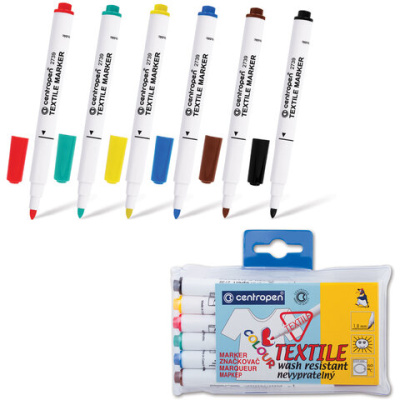 Набор маркеров для ткани Centropen "Textil Marker 2739" 06цв., 1,8мм, картон. уп., европодвес