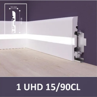 Плинтус СОЛИД Solid UHD полимерный напольный под подсветку, полимерный ультравысокой плотности, белый, 2