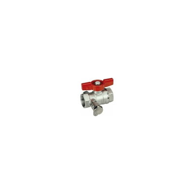 Кран шаровой со сливом Giacomini, стандартный проход, ВР-ВР 1”, сливной кран 1/4”, ручка-бабочка, красная