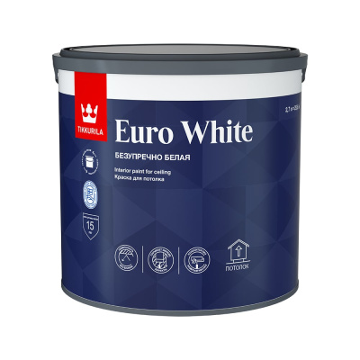 Краска для потолка Tikkurila EURO WHITE безупречный потолок