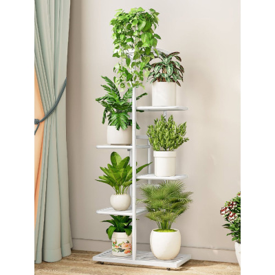 Напольная подставка для цветов 7 мест 41х22х108 см белая GARDEN SHOW