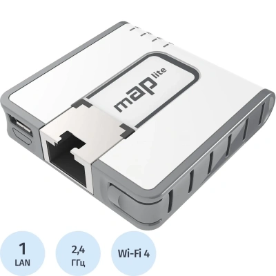 Маршрутизатор Wi-fi MikroTik mAP lite RBmAPL-2nD, N300,USB,PoE
