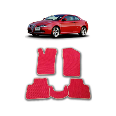 Ковры в салон автомобиля Eva Smart alfa romeo gt 2003 - 2010 эва сота чёрные c черной окантовкой