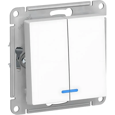 Механизм Systeme Electric (ранее Schneider Electric) серии AtlasDesign в цвете белый выключателя 2-клавишного c
