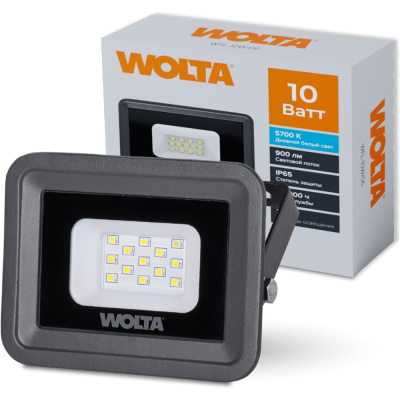 Светодиодный прожектор Wolta 5700K, 10 W SMD, IP 65,цвет серый, слим