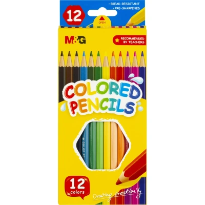 Карандаши цветные M&G деревянные шестигранные, 12 цв в наборе