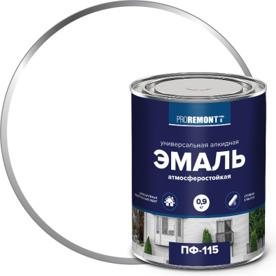 Эмаль PROREMONTT ПФ-115 белая, матовая, 0.9 кг