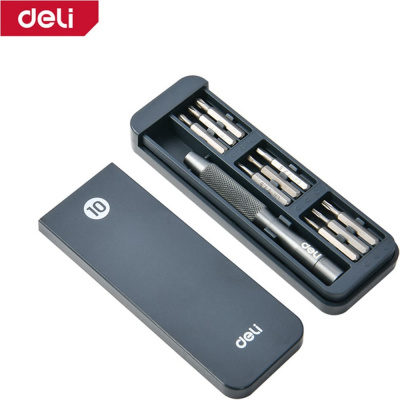 Набор прецизионных отверток DELI DL241010J (отвертка + 9 бит), сталь Cr-V