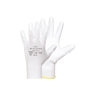 Перчатки S. GLOVES на основе полиэстера с полиуретановым покрытием KREZ, 12 пар, размер 06