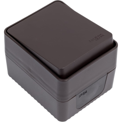 Переключатель 1-клавишный Systeme Electric AtlasDesign Profi IP54, 10 АХ, открытой установки, Коричневый