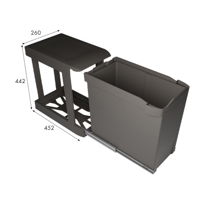 Система сортировки мусора ALVEUS ALBIO 35 1X30 L темно-серый пластик