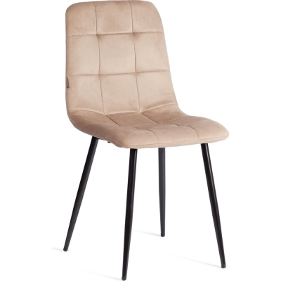 Стул Tetchair CHILLY (mod. JSC-220) велюр/металл, 44,5x52.5x88 см, Beige (бежевый) HLR8 / черный