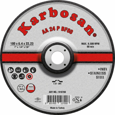 Диск шлифовальный по металлу Karbosan 180х6,4х22 INOX Идеальный выбор для профессионалов и любителей! Диск Karbosan