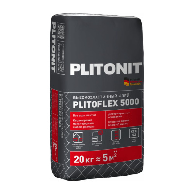 Клей PLITONIT PLITOFLEX 5000 серый высокоэластичный, 25 кг