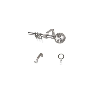 Карниз металлический раздвижной LM DECOR Ажур, Ø16/19 мм, 1,6-3,0 м, 1-рядный, сатин